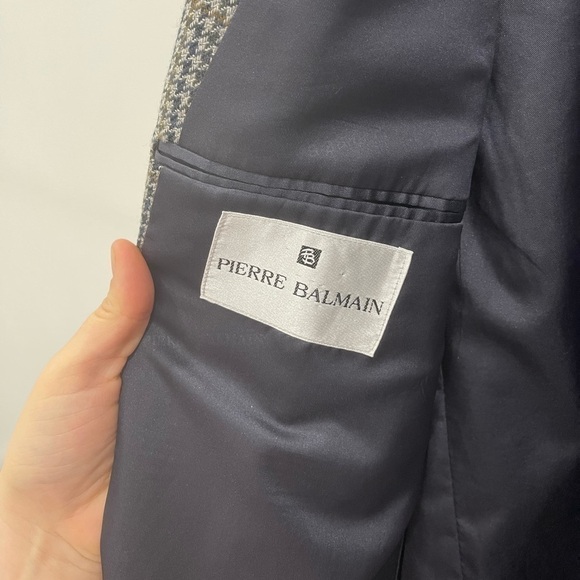 Pierre Balmain Wool Single Breasted Houndstooth Blazer Jacket 46 Long - Picture 7 of 11
